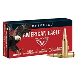Federal American Eagle .224 Valkyrie Ammunition 20 Rounds 75 Grain, Metal Jacket 3000fps AE224VLK1