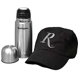 REMINGTON BLACK BALL CAP AND THERMOS COMBO SET, NEW IN BOX, z