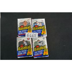 Four (4) 1988 Fleer Baseball Packs, 28 Cards Per Pack! All One Money