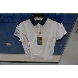 BERETTA WOMEN'S UNIFORM PRO POLOEXTRA LARGE WHITE/BLUE NAVY. $60 Retail. These European Shirts Run