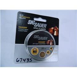 SIG SAUER AIR PELLET 22 DAGGER LEAD COPPER PLATED 200CT B/P, SIGAADAGGLD222