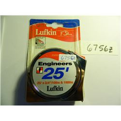 Lufkin Engineers 25' x 3/4" Tape Measure, Un-used, toggle thumb-lock