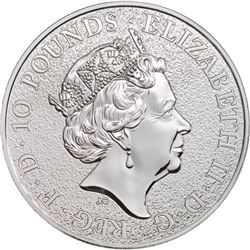 2017 10 oz British Silver Queen’s Beast Lion Coin, TEN OUNCES .999 FINE SILVER, United Kingdom