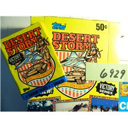 Six (6) packs of 1991 Topps Desert Storm Trading Cards, Unopened, 8 cards and 1 sticker per pack
