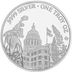 One Ounce .9999 Fine Silver TEXAS Mint Bullion Round. 1 Troy Ounce Fine Silver