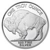 Image 1 : ONE (1) One Ounce .999 Fine Silver Bullion Round, Indian Head/Buffalo. All One Money