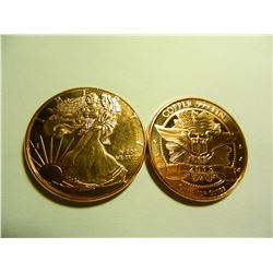 ONE (1) ONE OUNCE .999 Fine Copper Bullion Walking Liberty Round