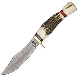DAMASCUS BLADE Sapling Skinner. Stag Handle by Marbles. MR817D