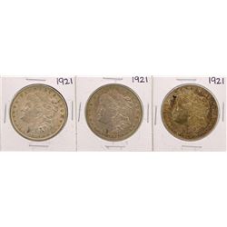 Lot of (3) 1921 $1 Morgan Silver Dollar Coins