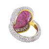 Image 3 : 15.50 ctw Ruby And Diamond Ring - 18KT Yellow Gold With Rhodium Plating
