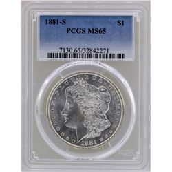 1881-S $1 Morgan Silver Dollar Coin PCGS MS65