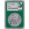 Image 1 : 2017 $1 American Silver Eagle Coin NGC MS70 Early Releases Green Core
