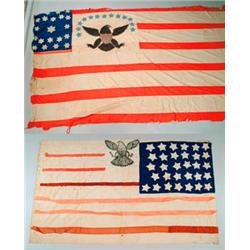 PAIR OF GREAT FOLKY HAND-MADE PATRIOTIC FLAGS FROM THE ESTATE OF A 20TH MAINE REGIMENT CORPORAL