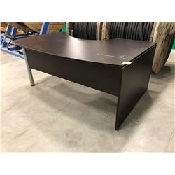 Brown Office Desk 70 3/4" x 48" x 29 1/2" top surface has scratches & nicks, Brown Office Desk adder