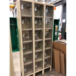 Wallet Lockers 36" x 78" x 12", 2 sections with 18 storage spots & comes with bag of lock and keys.