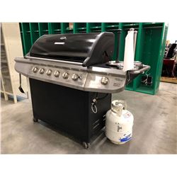 Brinkman BBQ 6 burners, 1 side burner, 65" x 22" x 47", comes with one full propane tank & 3 paper t