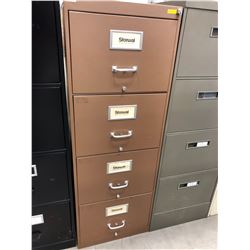 File cabinet 4 drawer brown no key 18" x 51" x 28"