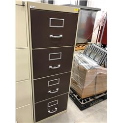 File cabinet 4 drawer grey with brown drawers no key 18" x 52" x 26 1/2