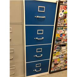 File cabinet 4 drawer white with blue drawers no key 18" x 51" x 28