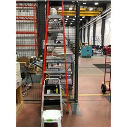 Fiber glass 8' ladder, White stepping stool & Renegade 2 step portable stool