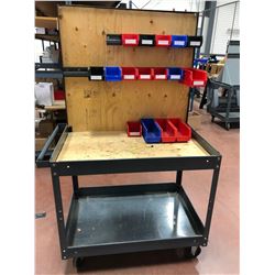 Rolling parts cart 36" x 24" (plastic bins included)