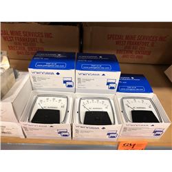 Assorted ammeters, 600 volt connectors, 2 boxes shipping tags, Hoffman S.S. door stop kits