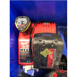 Milwaukee M18 drill, M12 drivers M12 light, 2 extra M12 battery & charging station