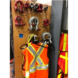 Assorted Shackles, slings and safety vests