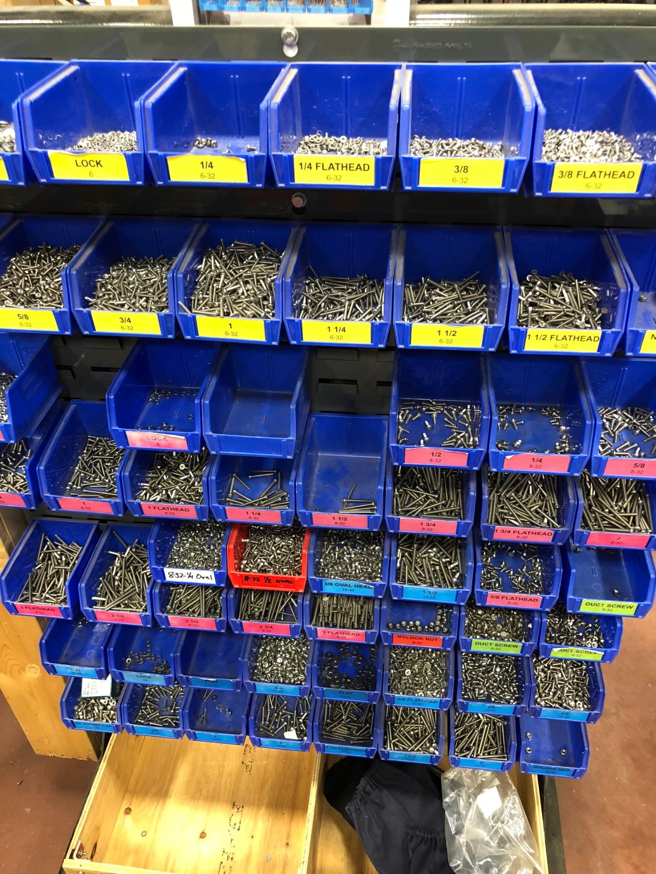 Rolling heavy duty hardware cart 36 x 26 x 60 powder coated includes