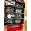 Image 1 : Assorted driver bits, 2 tape measures, tap extractors, 2 leather punches
