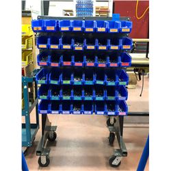 Rolling heavy duty hardware cart 36 x 26 x 60 powder coated includes assorted hardware