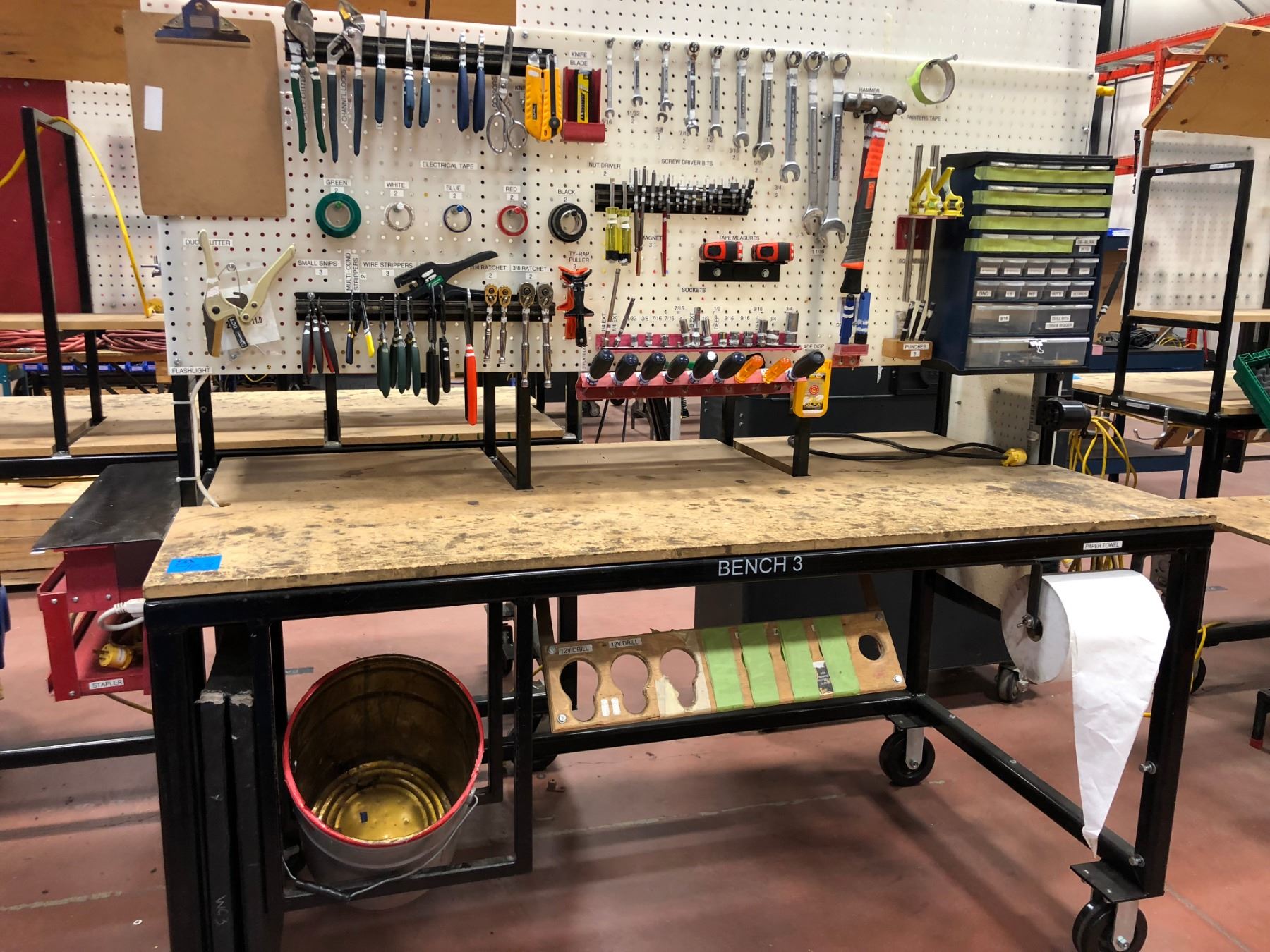 Heavy duty custom rolling work bench 72" x 36" x 73" powder coat black