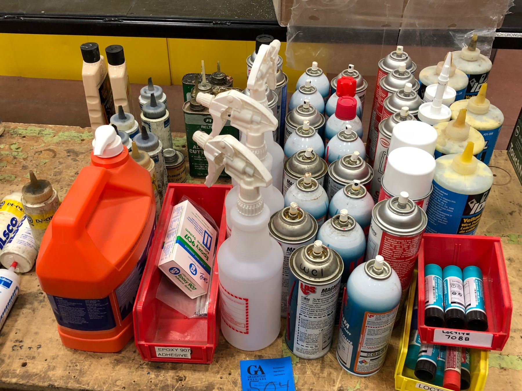 Gojo hand cleaner, 11 partial bottles DeOx electrical contact cleaner, 2 bottles Meguiars heavy cut