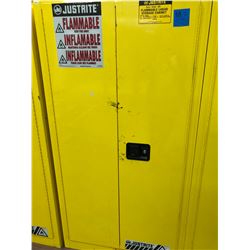 JUSTRITE flammable liquid storage cabinet 34" x 34" x 65" 2 shelves 1 roller tray no key