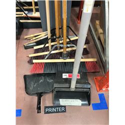 3 - 24" push brooms,  3 - hand brushes, 2 dustpans, 1 lobby dustpan, 1 broom handle, squeegee