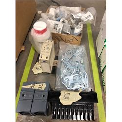 Assorted pin & connectors, IDEC power supply 100-24VAC, SIEMENS relay qty 2, ABB FT switch
