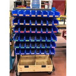 Rolling heavy duty hardware cart 36 x 26 x 60 powder coated includes assorted hardware
