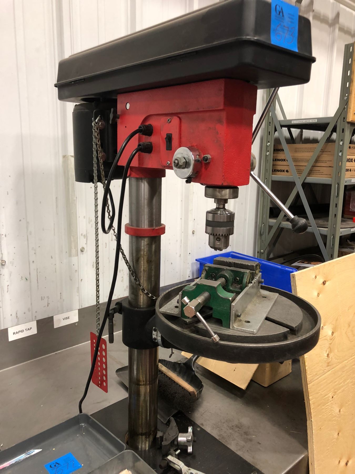 Westward floor drill press 1/2 hp mod DP170F c/w estop, vise, 2 clamps