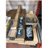 Image 2 : Assorted wood,  peg board, peg hooks, magnetic tool holders, socket holder sets, scrap pieces of MDF