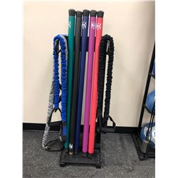 5 Sissel toning bars 6,9,12,15,18 lb. c/w stand. 3 toning bands