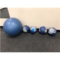 Medicine balls 20,30,40,50 lbs., Swiss exercise ball 26"