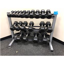Dumbbells on stand 10 sets 3-40 lbs.