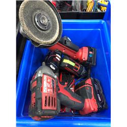 M18 angle grinder, M18 battery, M18 impact, 2 - M12 drivers, M12 battery, charger