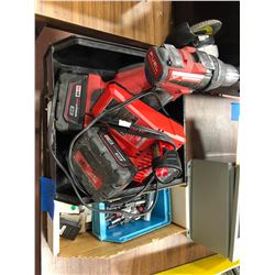 Milwaukee M18 angle grinder, M18 drill, M18 battery, M12 battery, charger, 61-80 bit indexes Qty 7, 