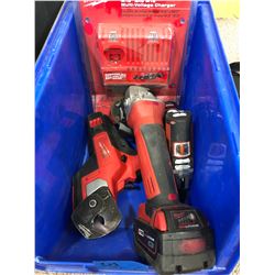 Milwaukee M18 angle grinder, M12 driver, cable cutter, charger (new)