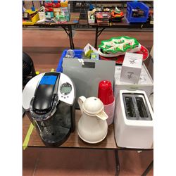 Keurig K60, Digital scale, toaster, sugar dispensers, cups, trays, Keurig reusable filter, coffee bu