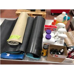 Assorted anti-static table matts, qty 2 bottles of roundup, qty 3 anti-static matt cleaner, dyna qua