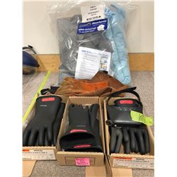 Salisbury Lineman Class 0 low V qty 2 - size 9 & 1 size 10, Condor leather glove and XL smock, SETON