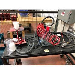 DOERR ambient air breathing apparatus 3/4 hp Mod#1023-P145-G272X c/w mask respirator, 2 new spray