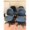 Image 1 : Office chair blue pattern adjustable qty 4, one chair has stains